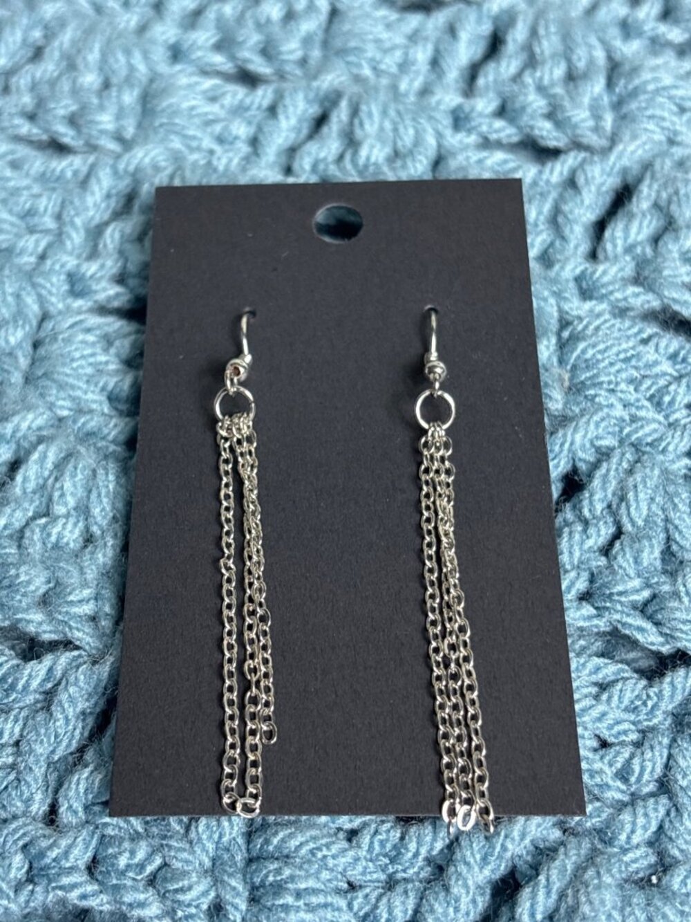Silvertone Chain Dangle Earrings 2 inches